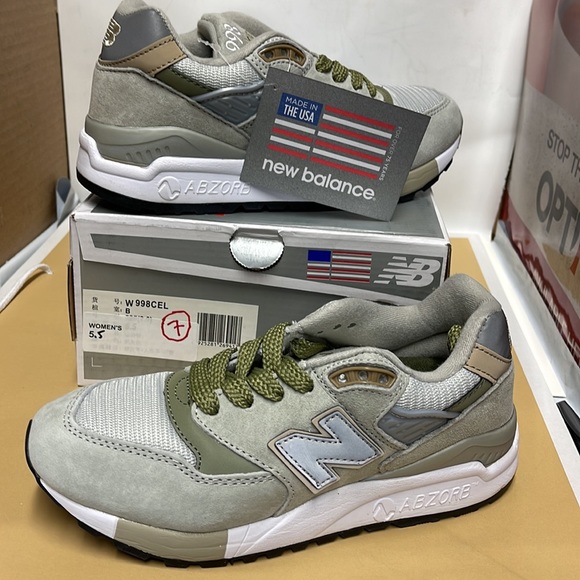 New Balance Shoes - BNIB New Balance 998 sneaker Gray./Green/White (L7) size:5.5